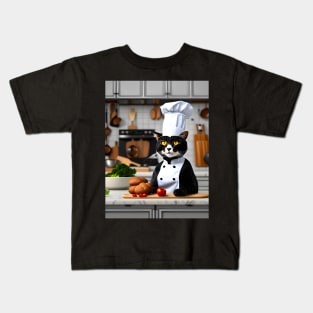 Chef Cat - Modern Digital Art Kids T-Shirt